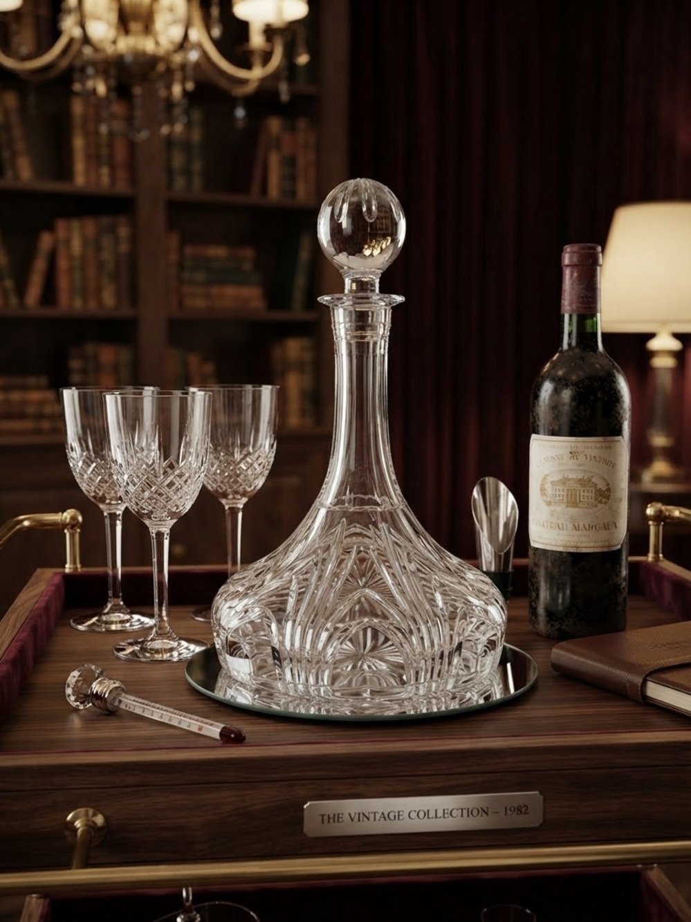 SHIP CAPTAINS Wine Liquor Decanter 10”HEAVY Clear Cut Lead Crystal
